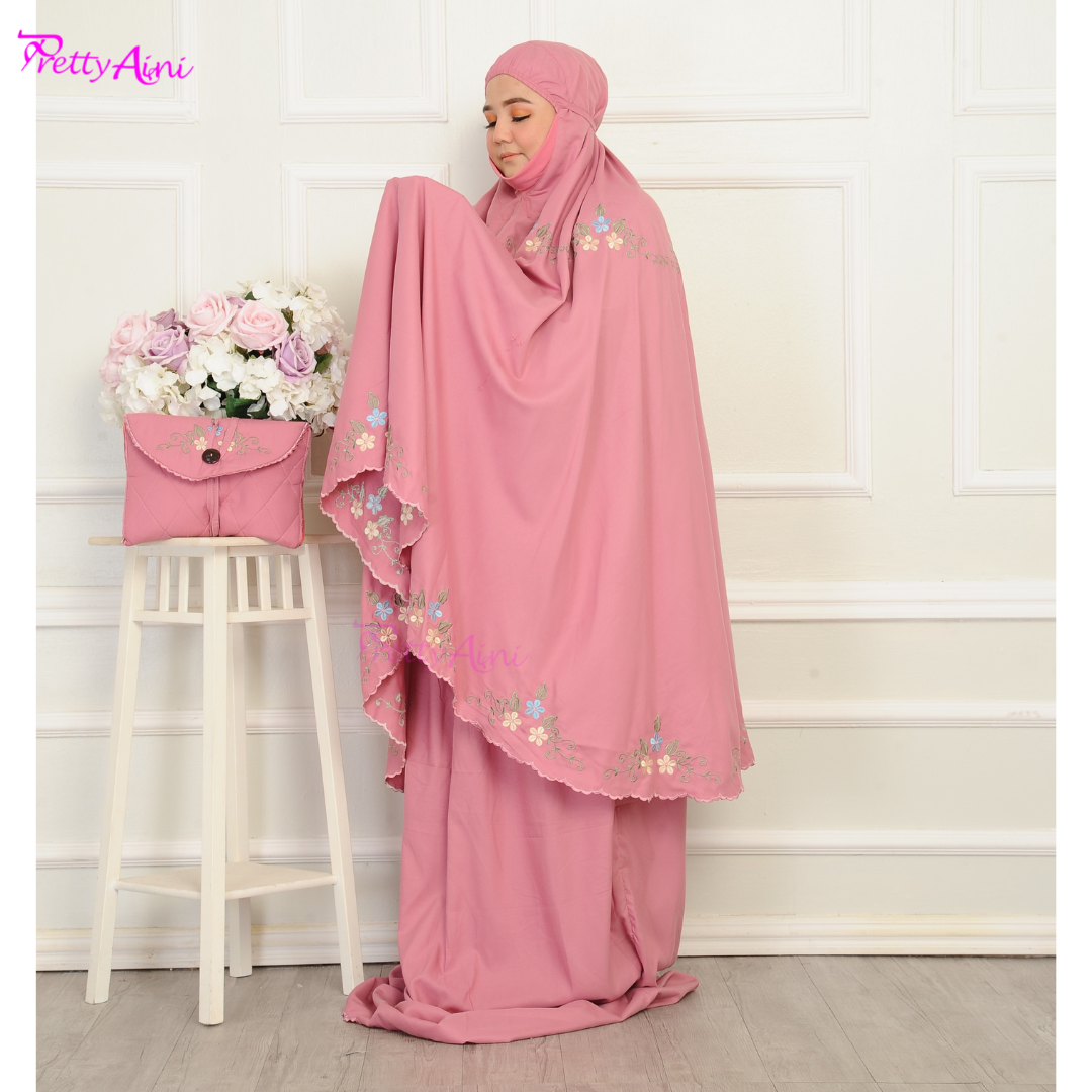 Telekung Humaira Plus Size - Rose Pink - Image 8
