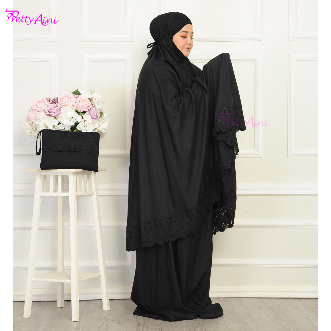 Telekung Nasuha Plus Size - Black - Image 5