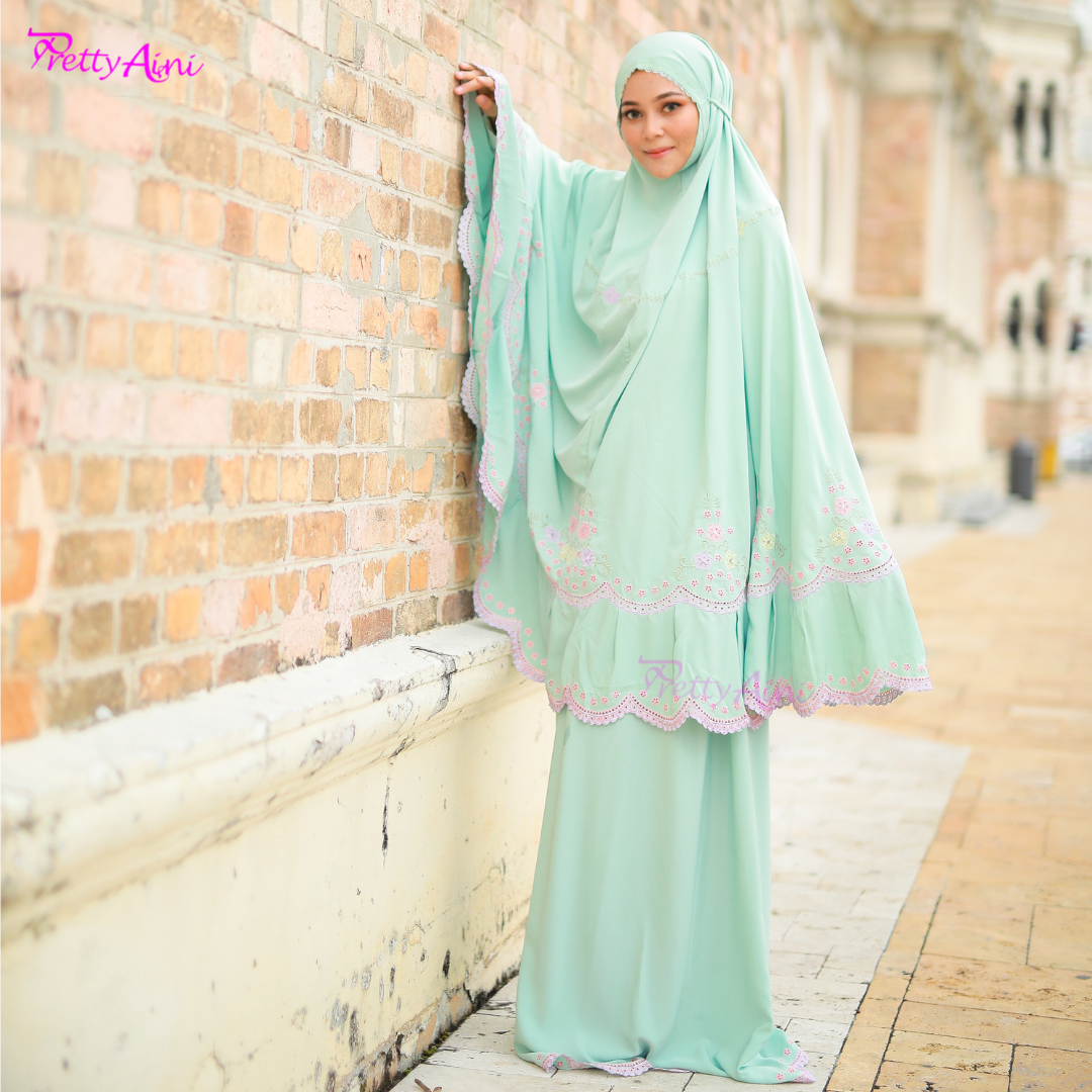Telekung Balqis - Soft Green - Image 7