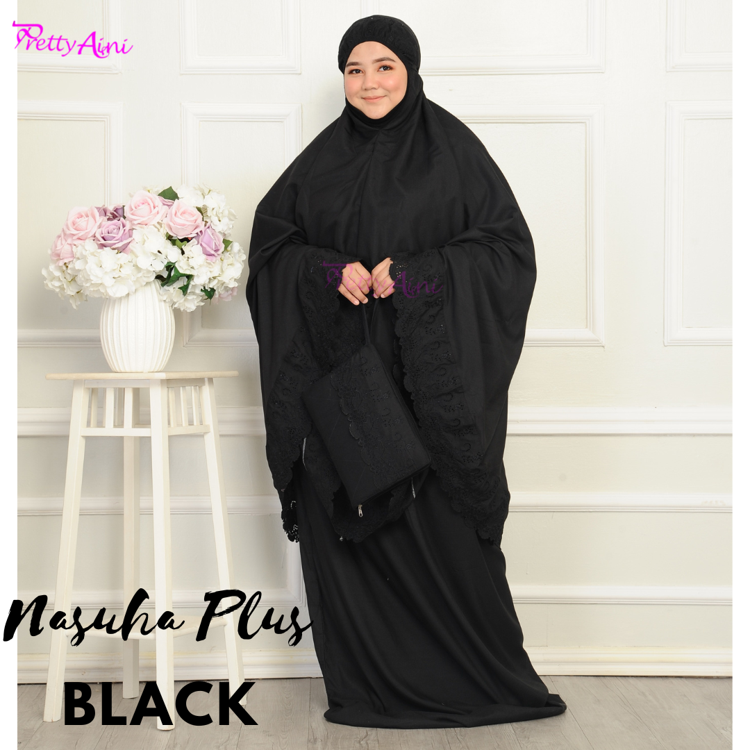 Telekung Nasuha Plus Size - Black