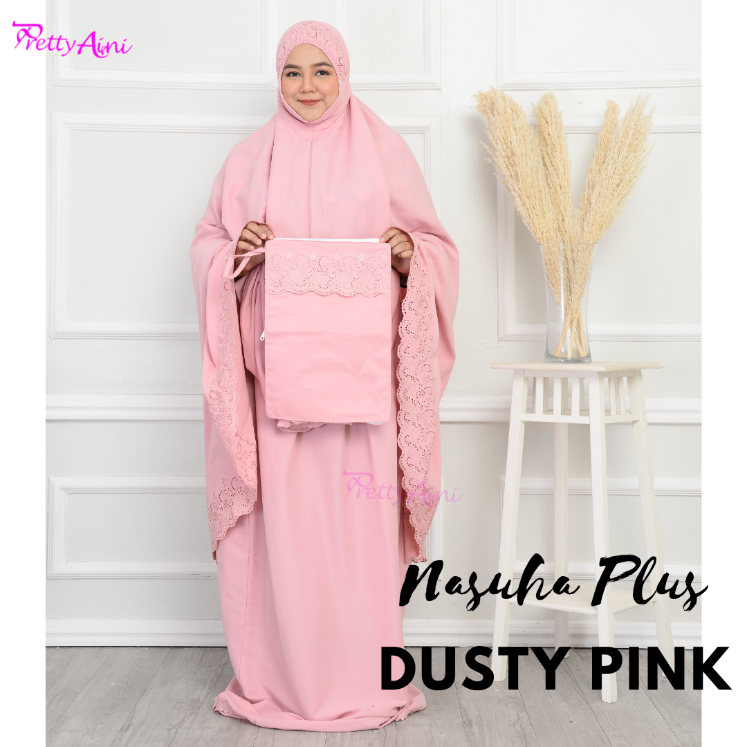Telekung Nasuha Plus Size - Dusty Pink