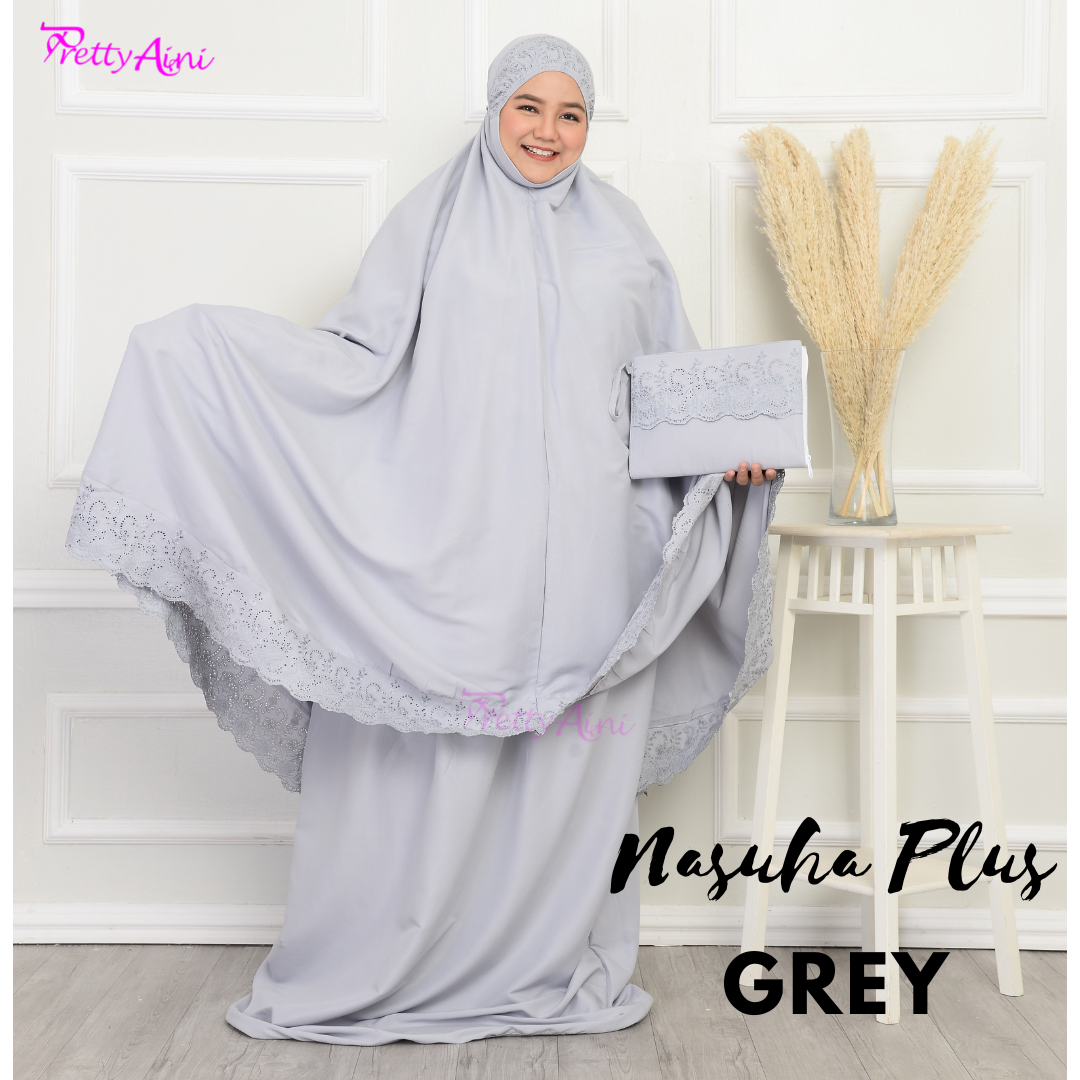 Telekung Nasuha Plus Size - Grey
