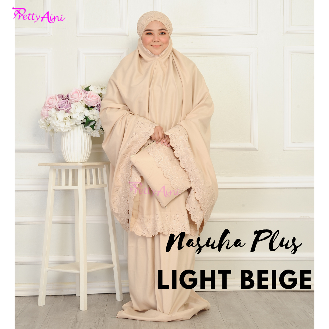 Telekung Nasuha Plus Size - Light Beige