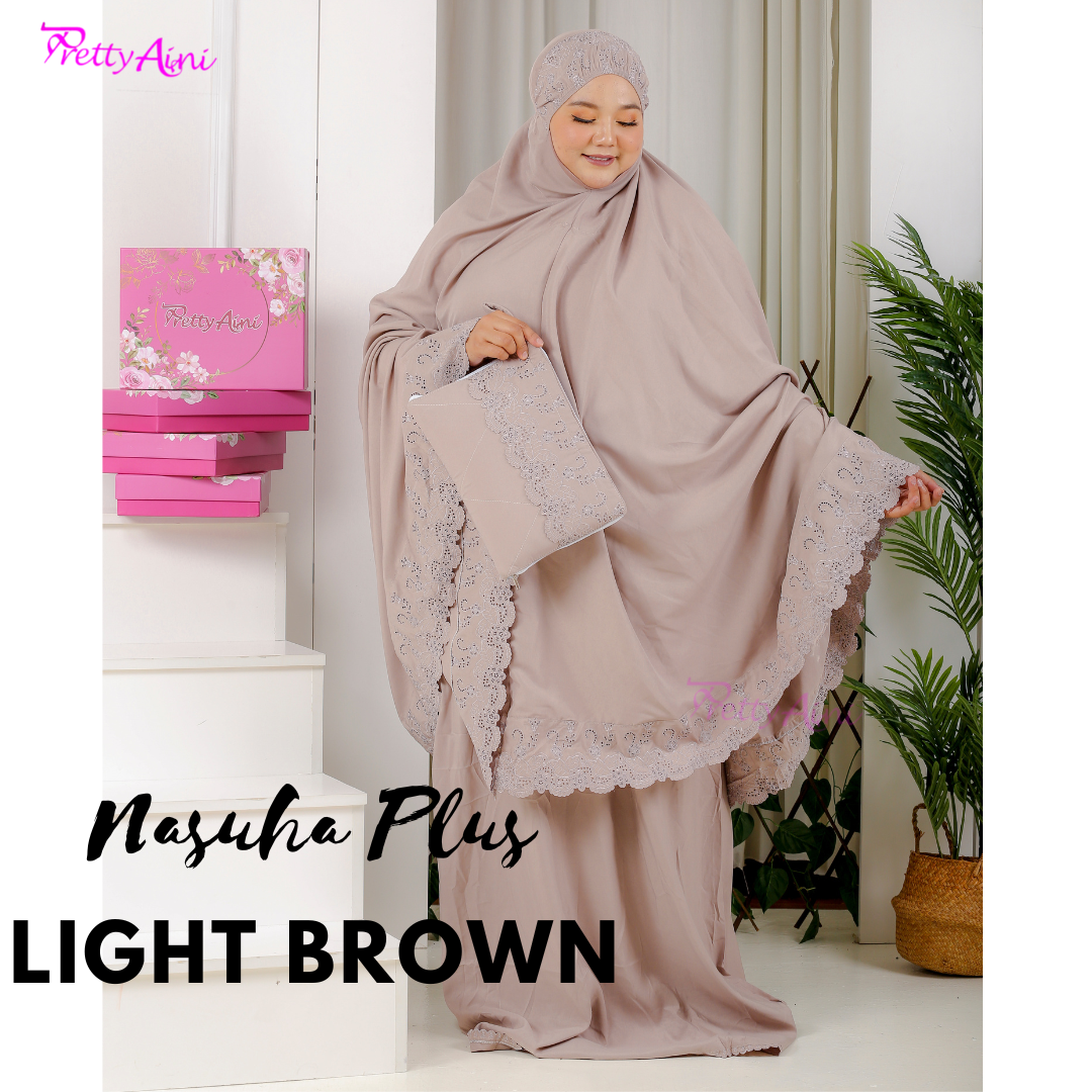Telekung Nasuha Plus Size - Light Brown