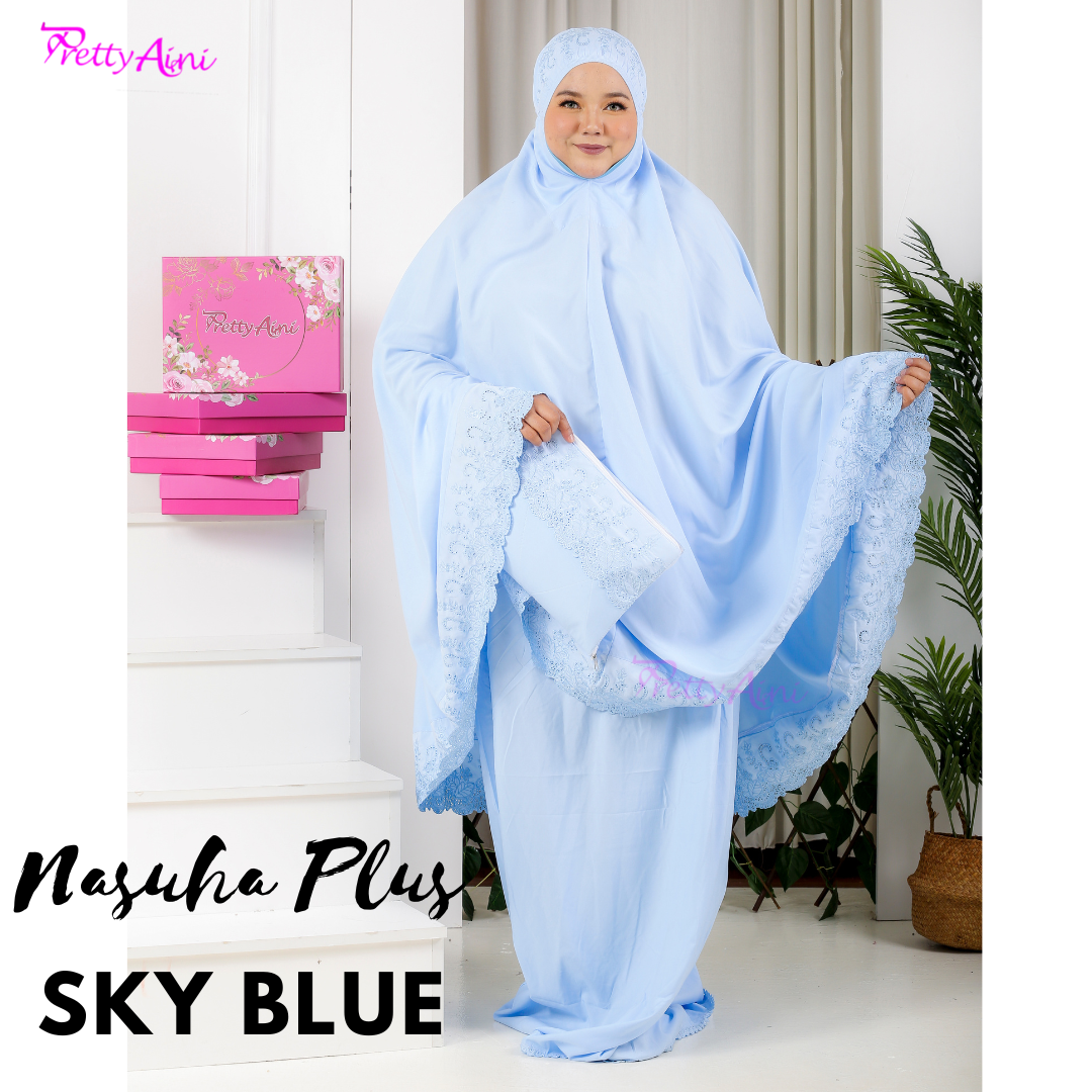 Telekung Nasuha Plus Size - Sky Blue