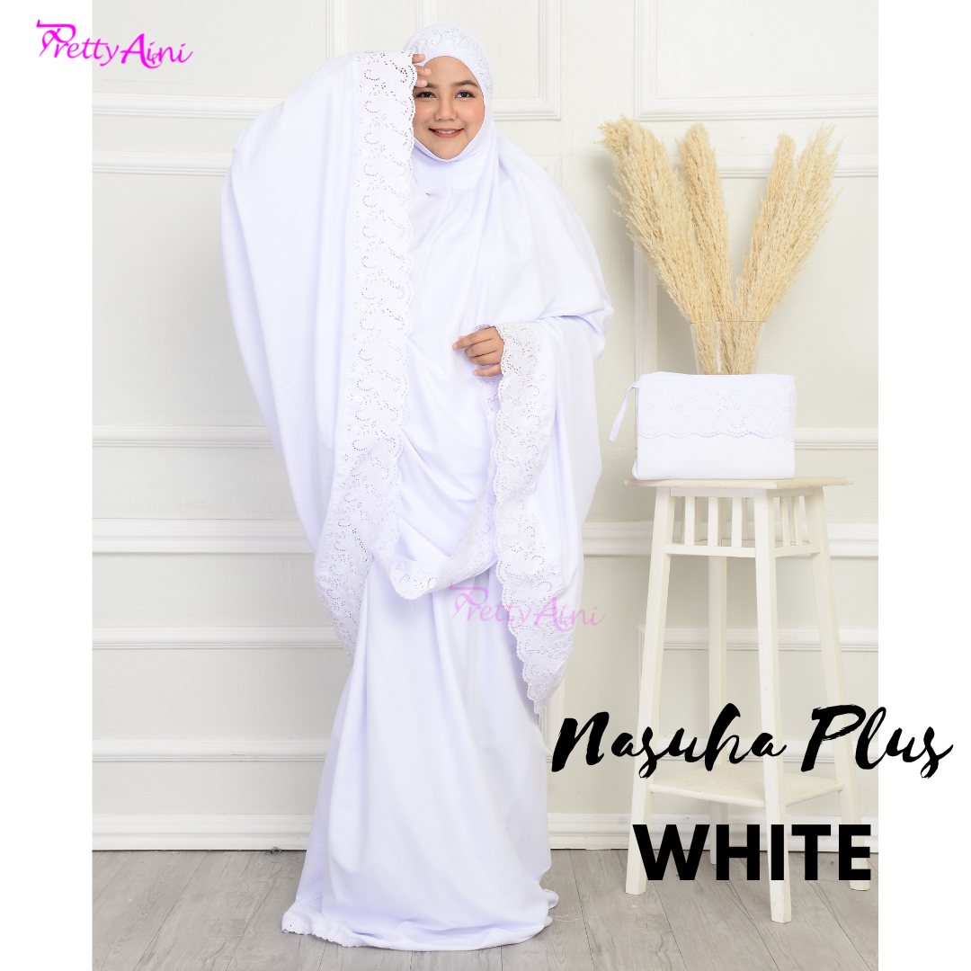 Telekung Nasuha Plus Size - White