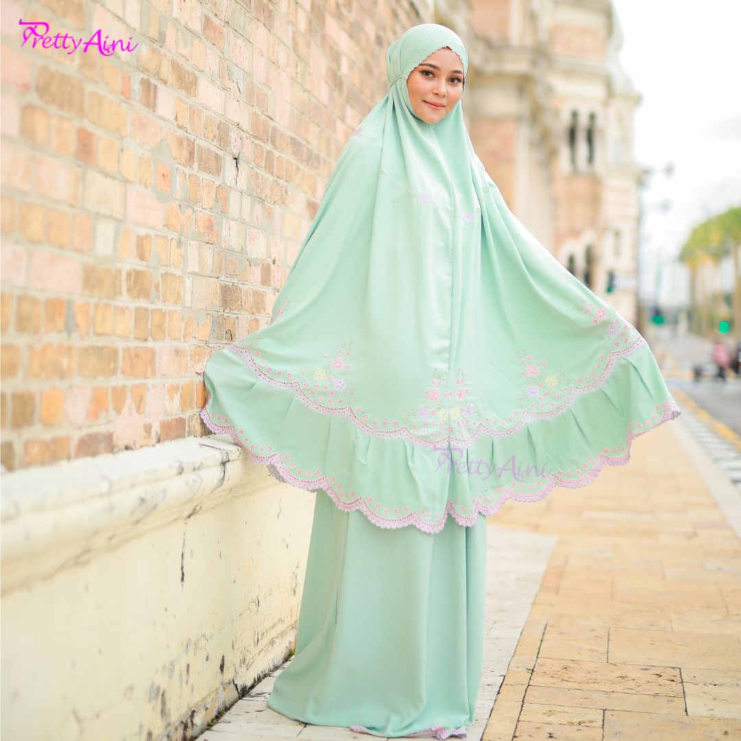 Telekung Balqis - Soft Green - Image 8