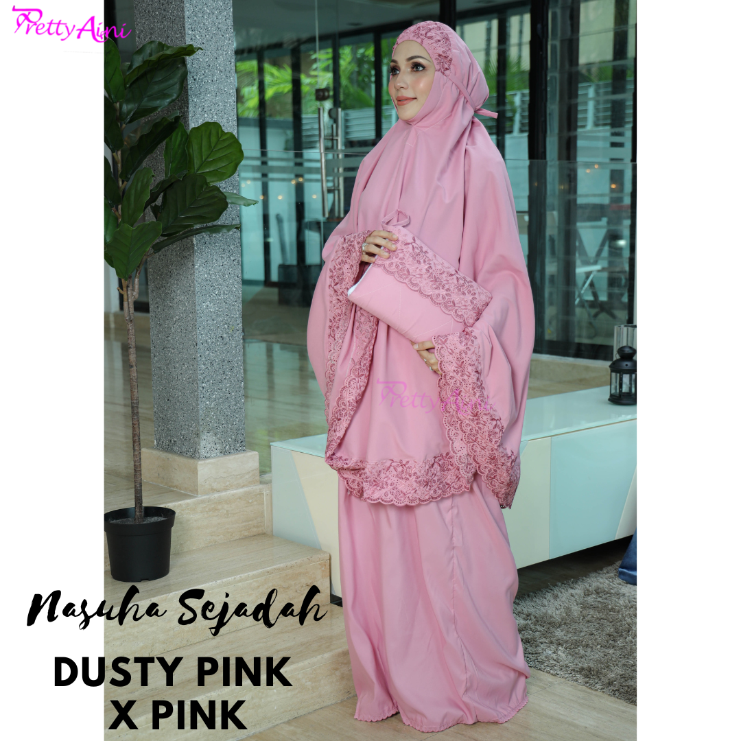 Telekung Nasuha Sejadah - Dusty Pink x Pink