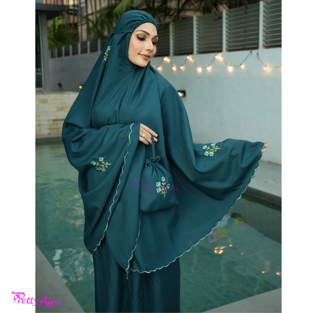 Telekung Melati - Emerald - Image 7
