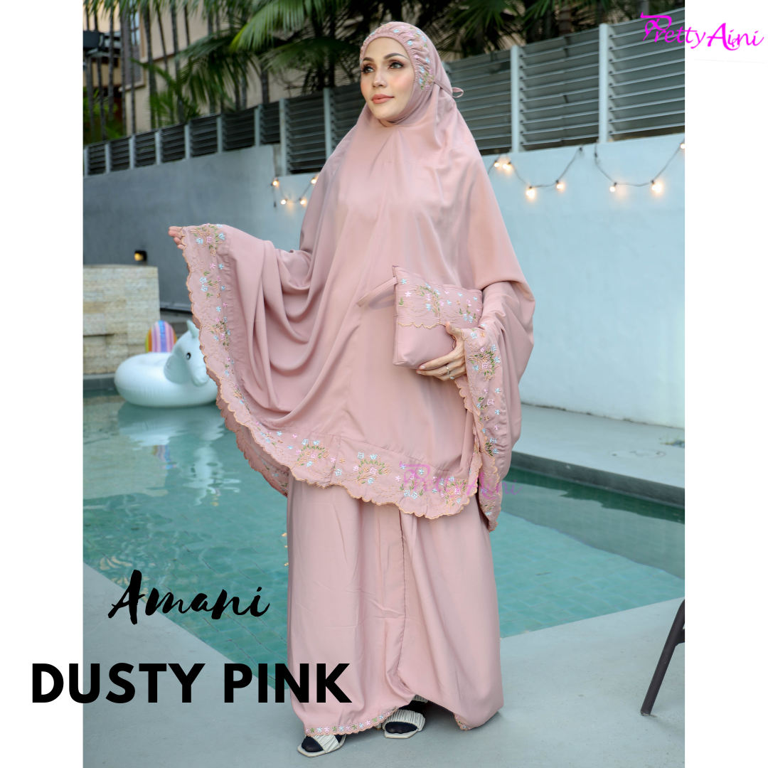 Telekung Amani - Dusty Pink