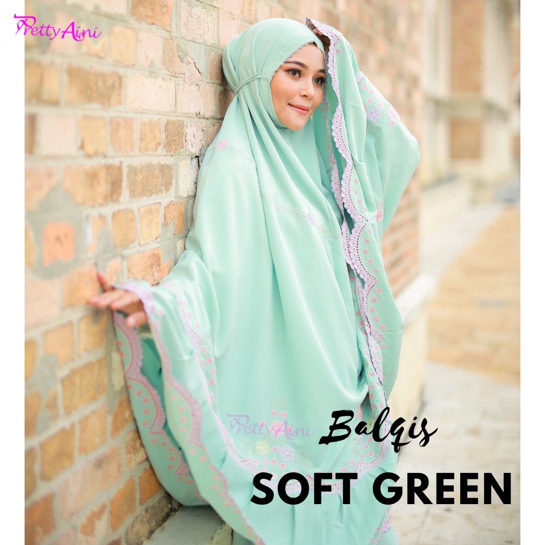 Telekung Balqis - Soft Green