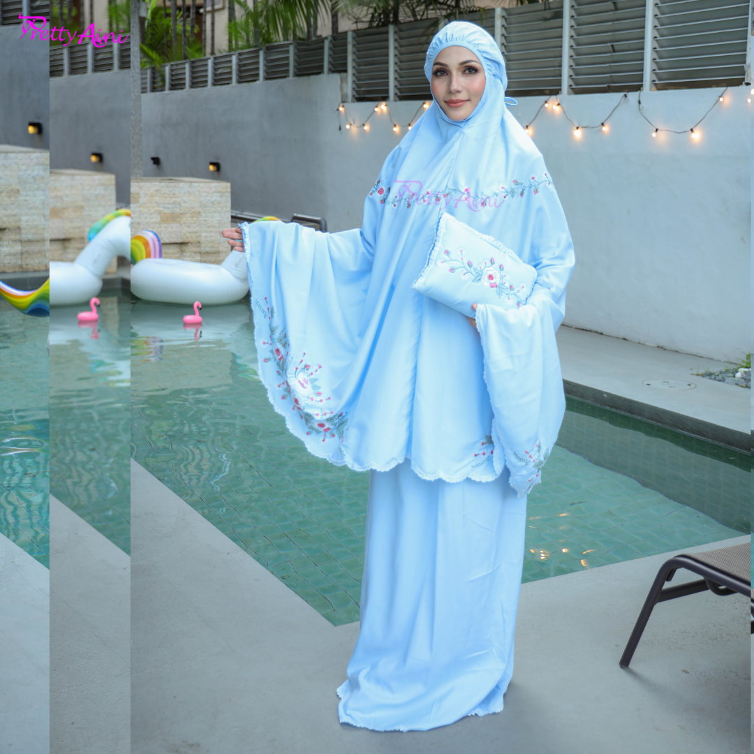 Telekung Warda - Sky Blue - Image 3
