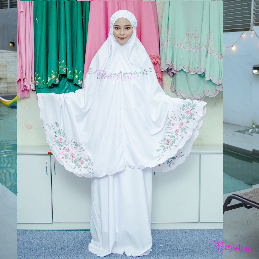 Telekung Warda - Off White - Image 3