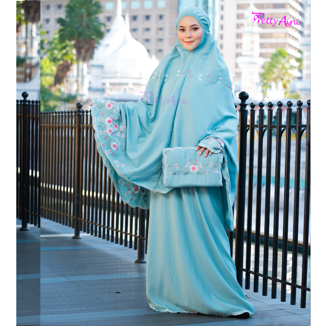 Telekung Warda - Blue Turqoise - Image 3