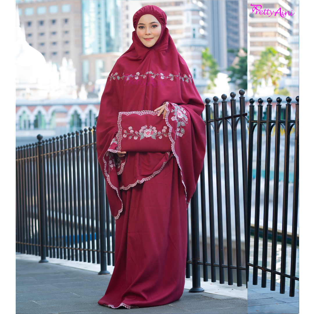 Telekung Warda - Maroon - Image 3