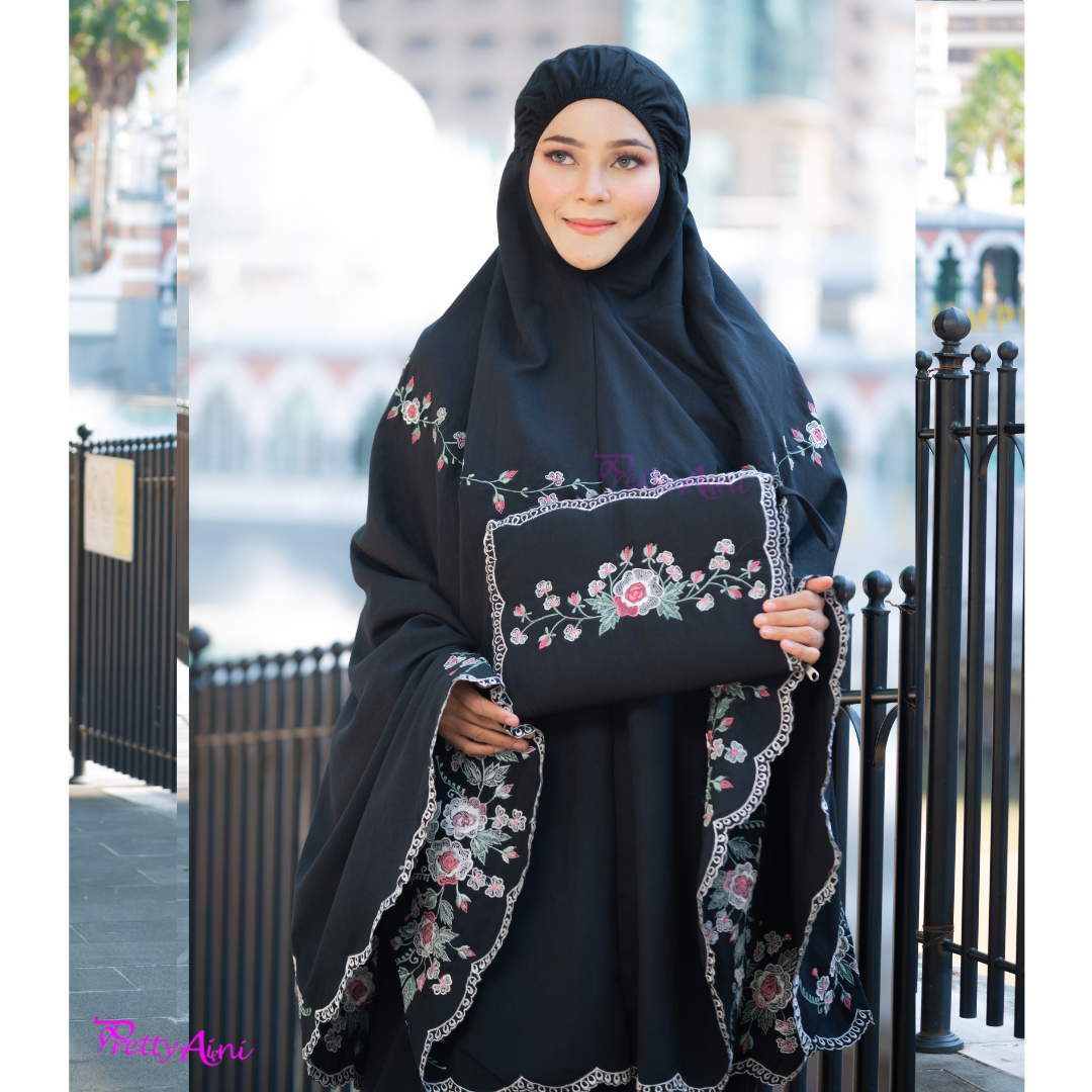 Telekung Warda - Black - Image 3