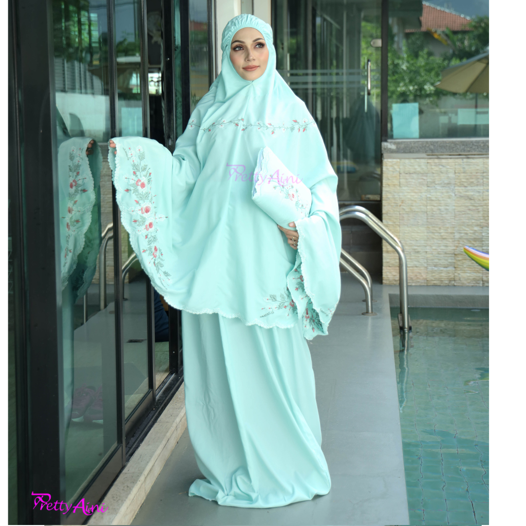 Telekung Warda - Soft Green - Image 3