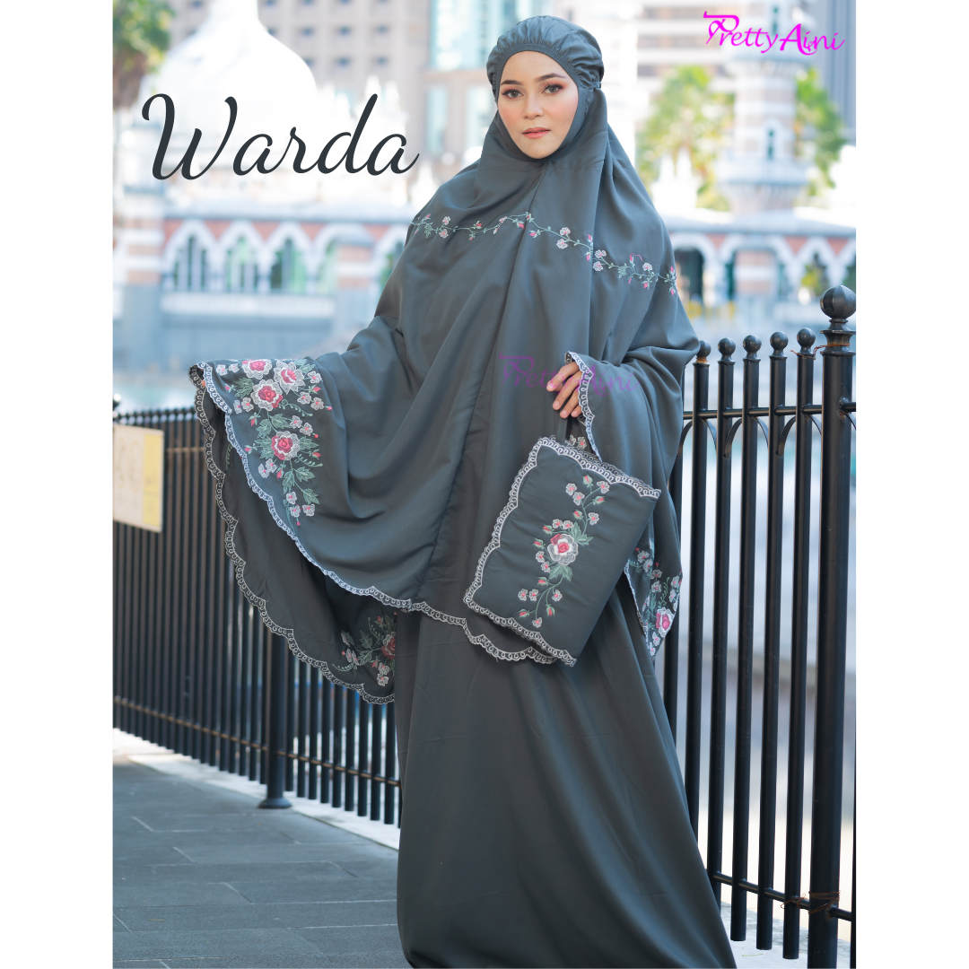Telekung Warda - Charcoal