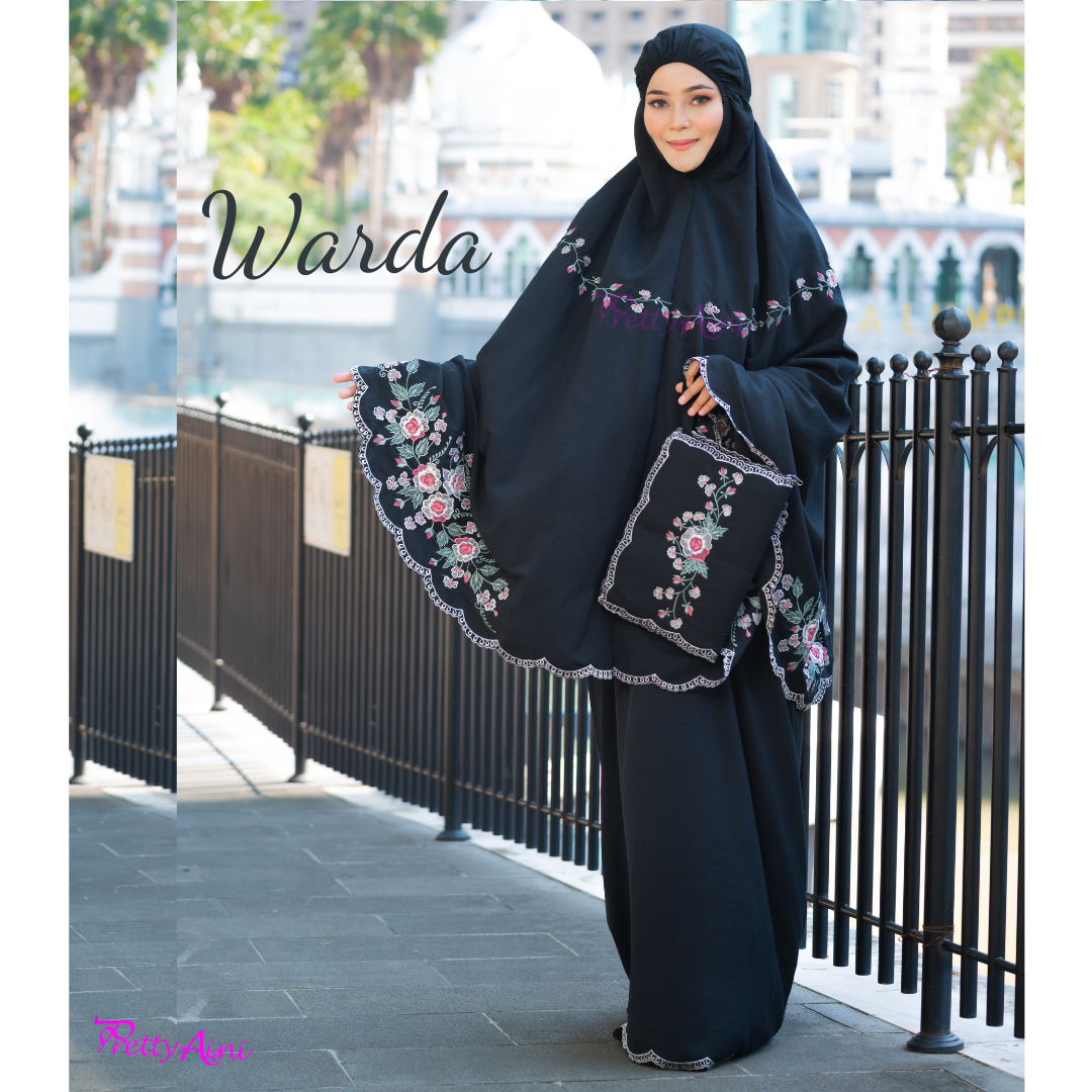 Telekung Warda - Black