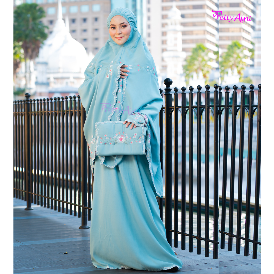 Telekung Warda - Blue Turqoise - Image 4