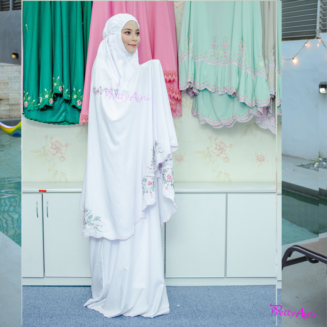 Telekung Warda - Off White - Image 5