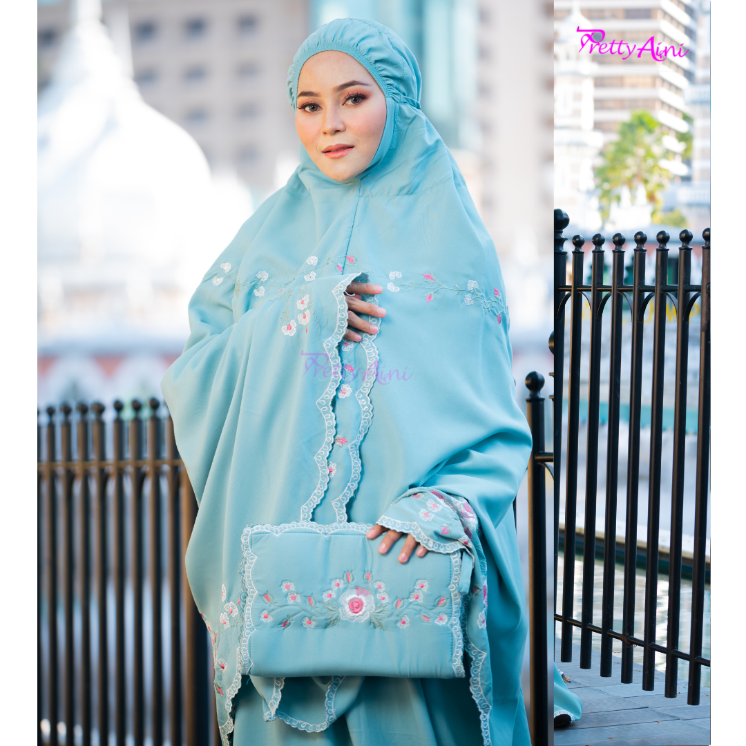 Telekung Warda - Blue Turqoise - Image 5