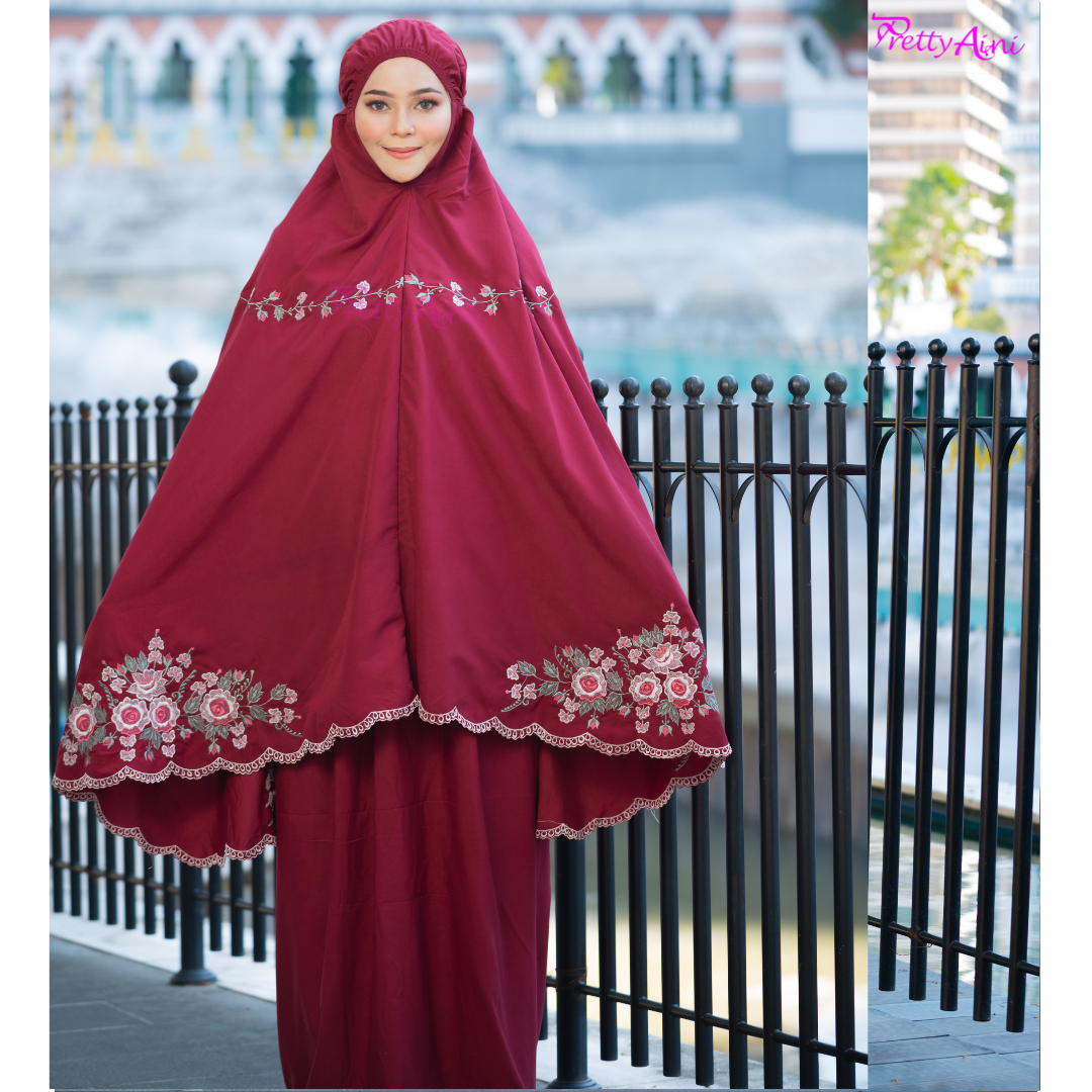 Telekung Warda - Maroon - Image 5
