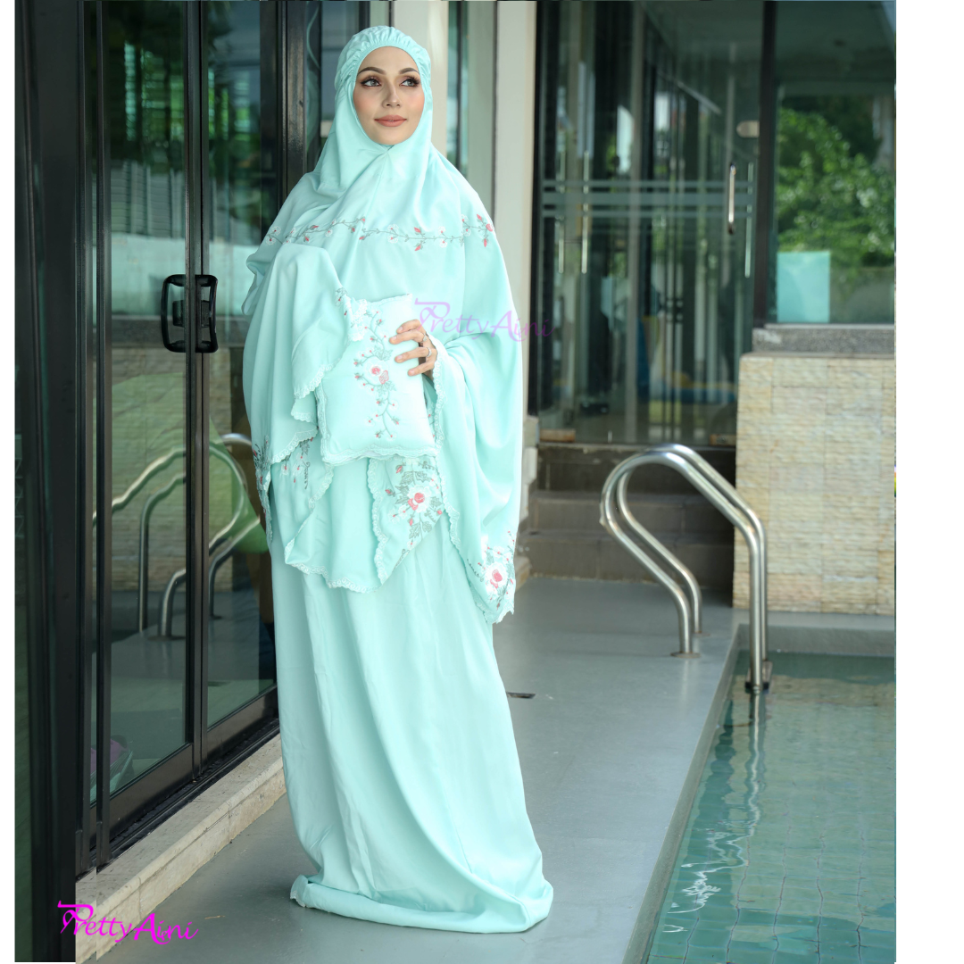 Telekung Warda - Soft Green - Image 5