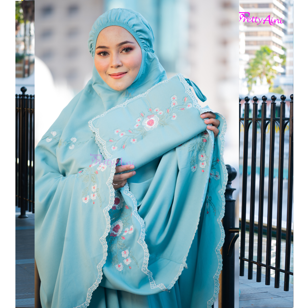 Telekung Warda - Blue Turqoise - Image 6