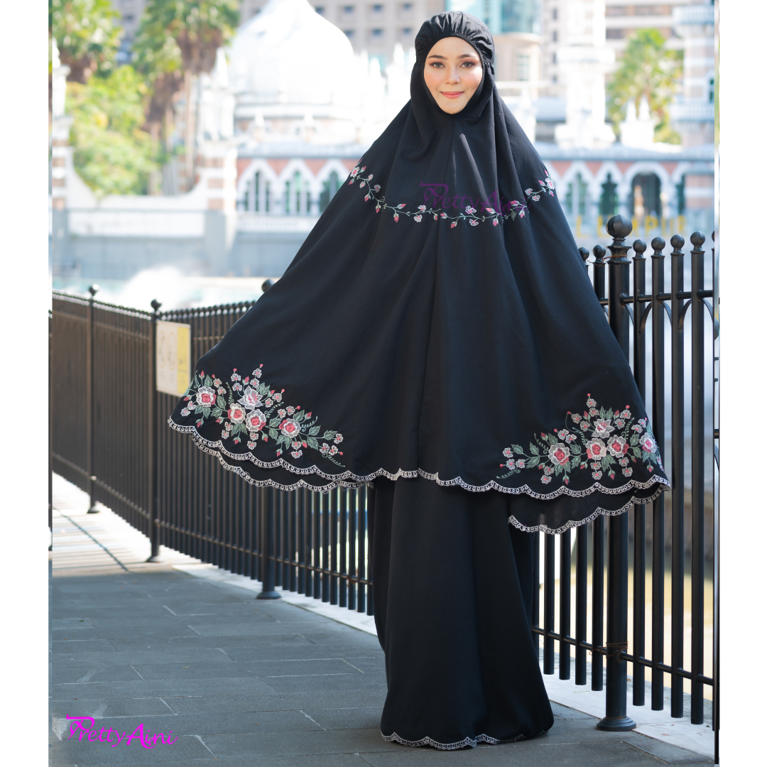 Telekung Warda - Black - Image 6