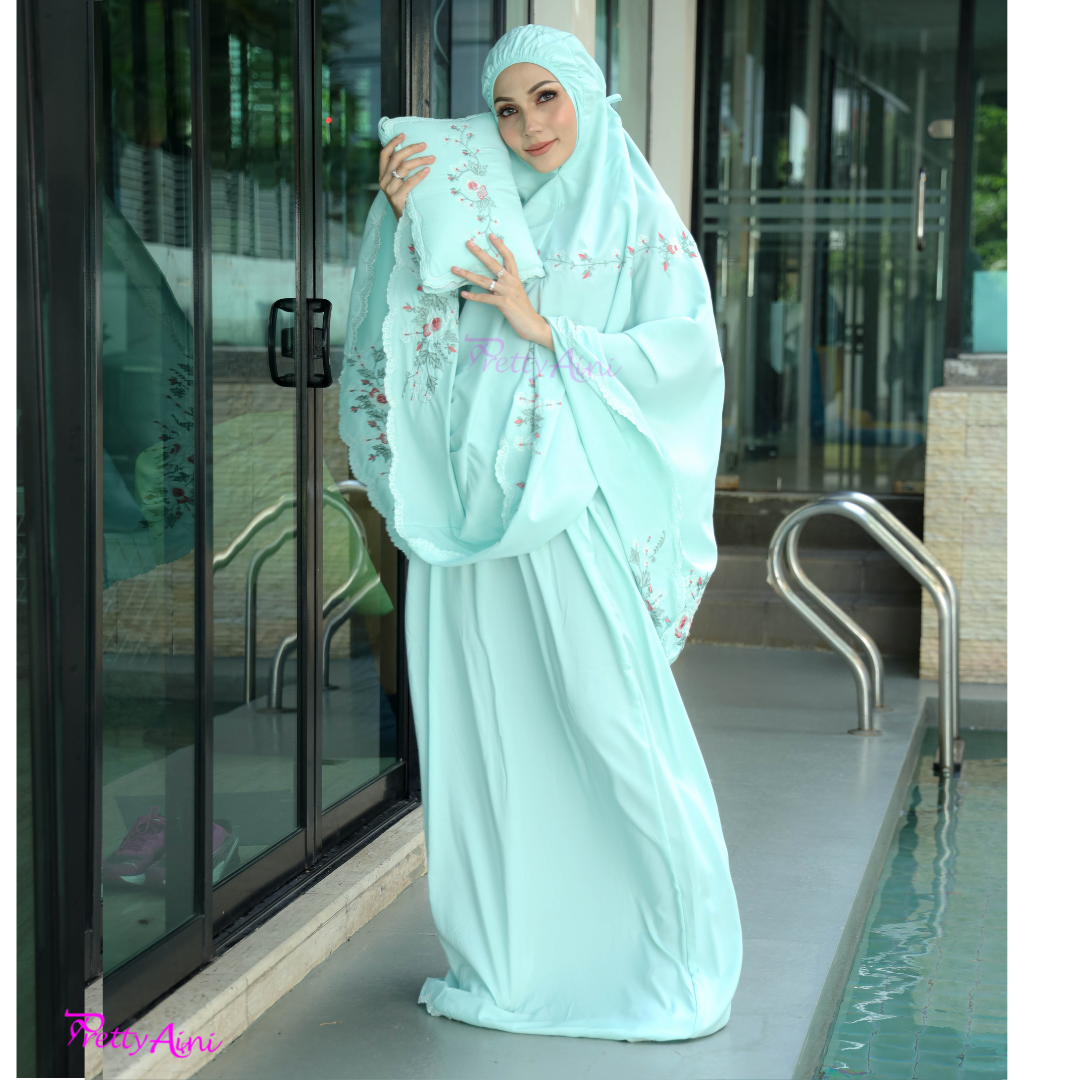 Telekung Warda - Soft Green - Image 6