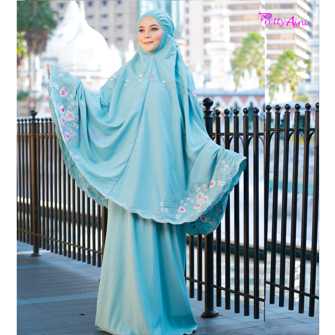 Telekung Warda - Blue Turqoise - Image 7