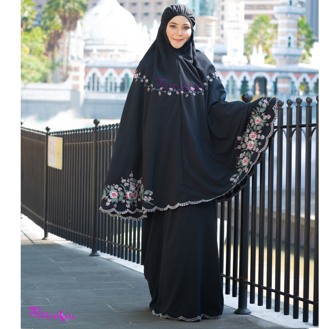 Telekung Warda - Black - Image 7