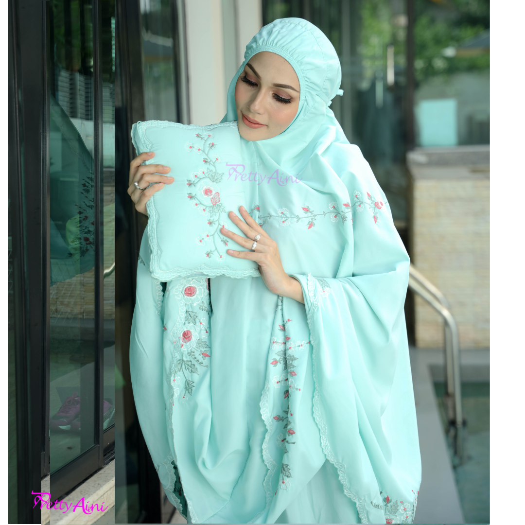 Telekung Warda - Soft Green - Image 7