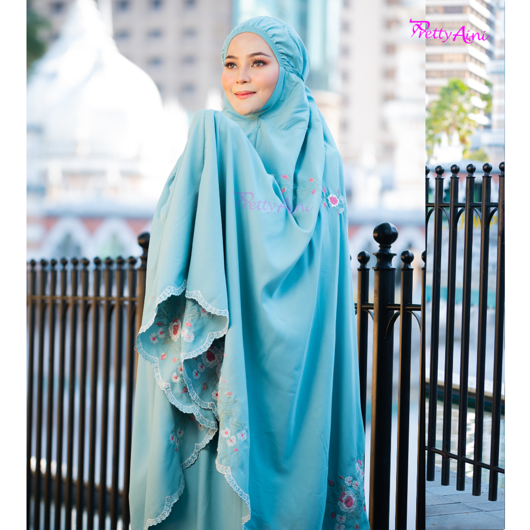 Telekung Warda - Blue Turqoise - Image 8
