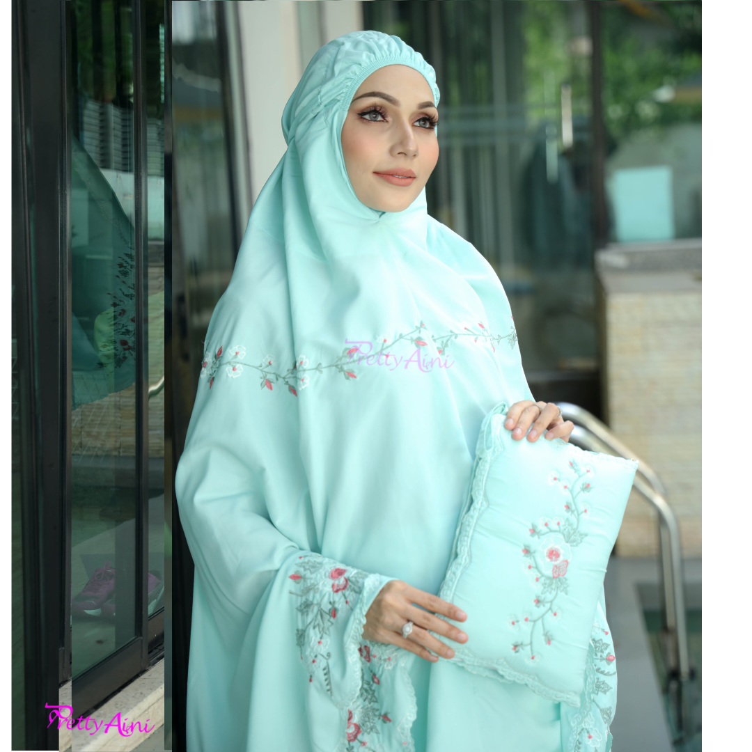 Telekung Warda - Soft Green - Image 8