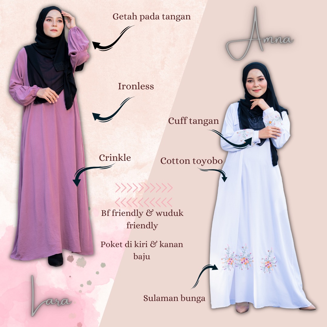 Jubah Lara - Dusty Pink - Image 4