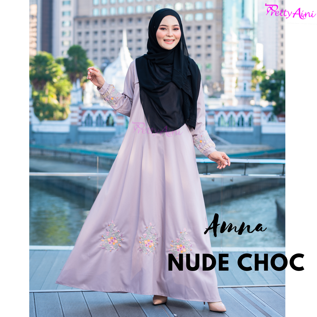 Jubah Amna - Nude Choc