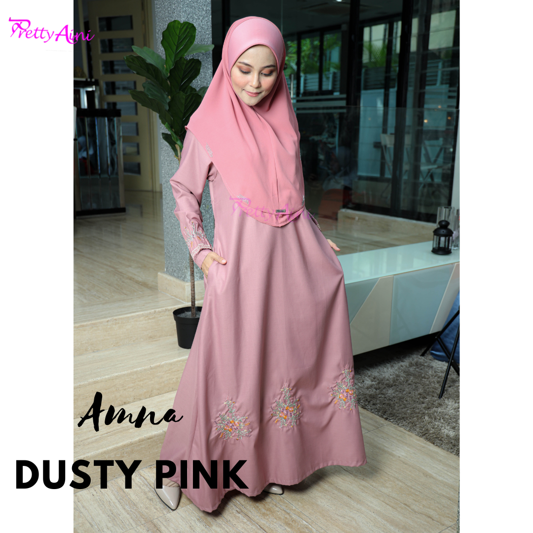 Jubah Amna - Dusty Pink