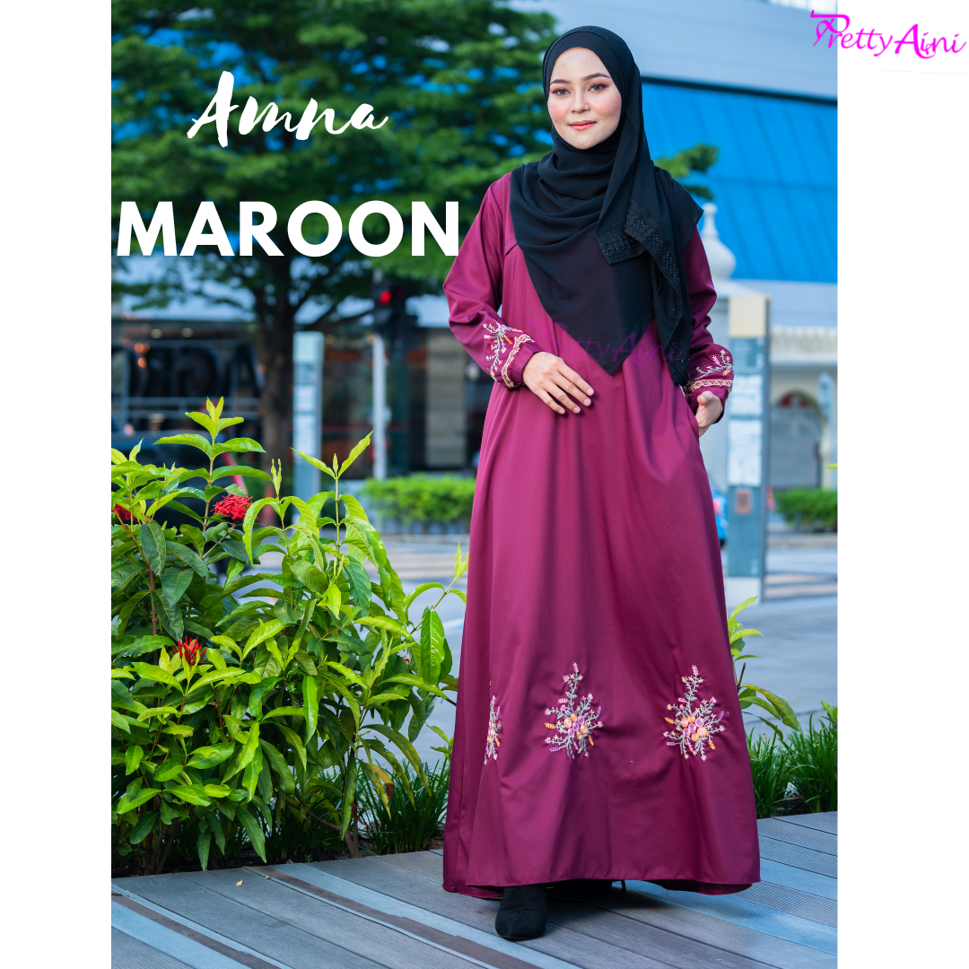 Jubah Amna - Maroon