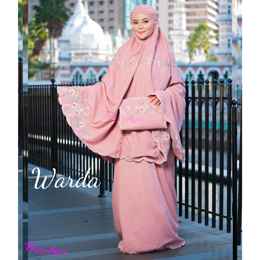 Telekung Warda - Pink Coral