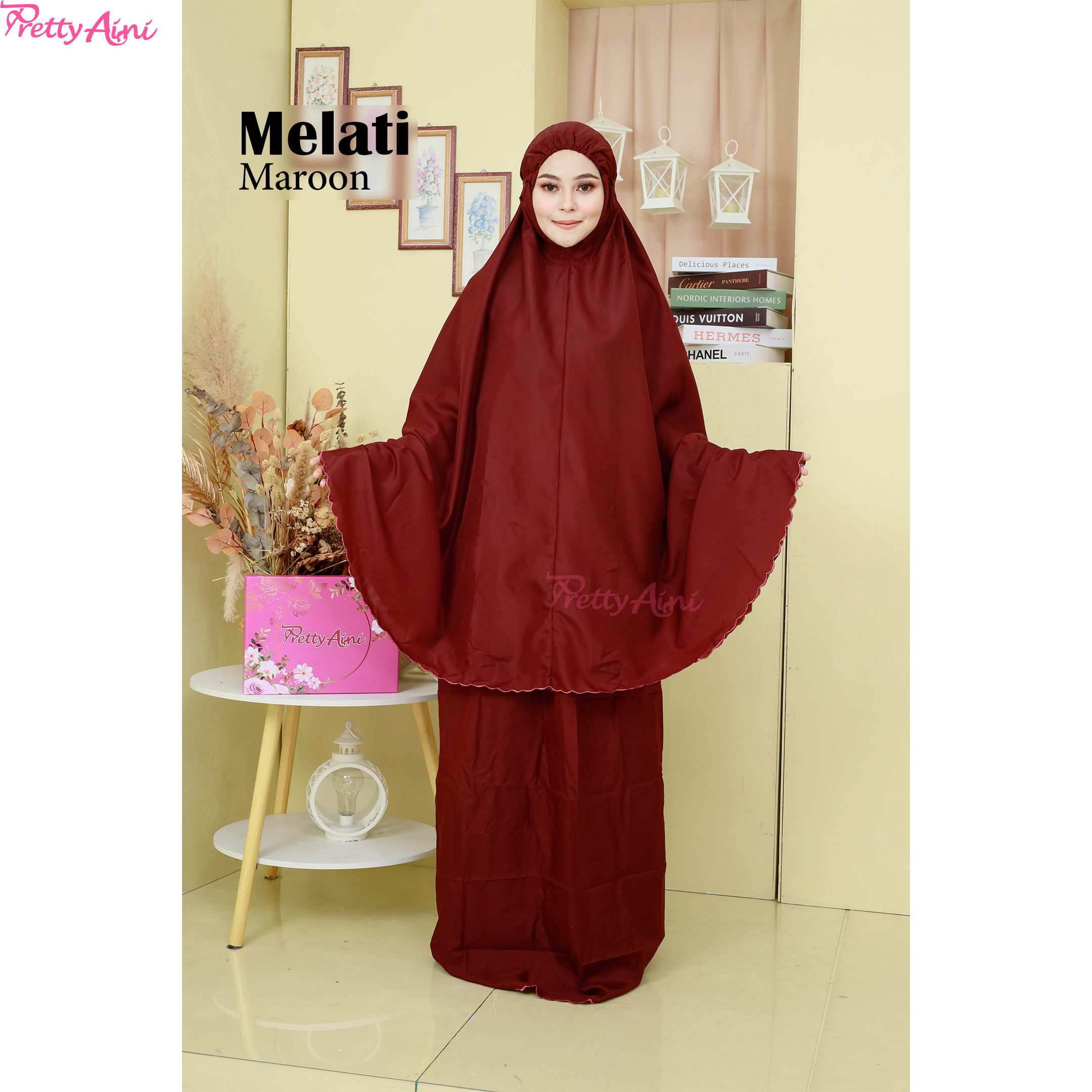 Telekung Melati - Maroon